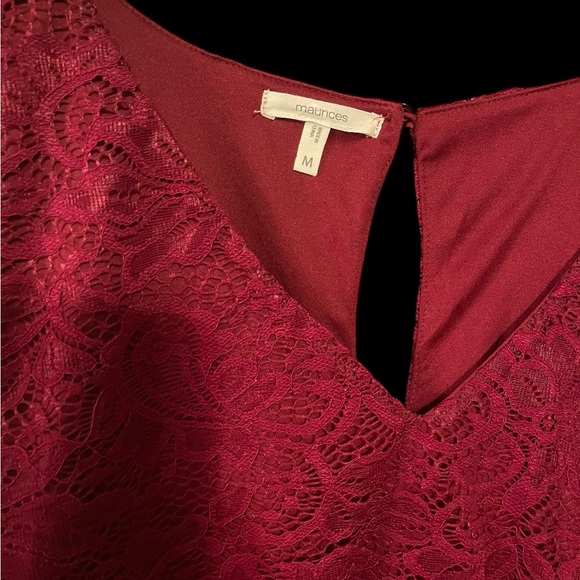 Maurices Deep Red Lace Romper/Dress - Picture 3 of 4